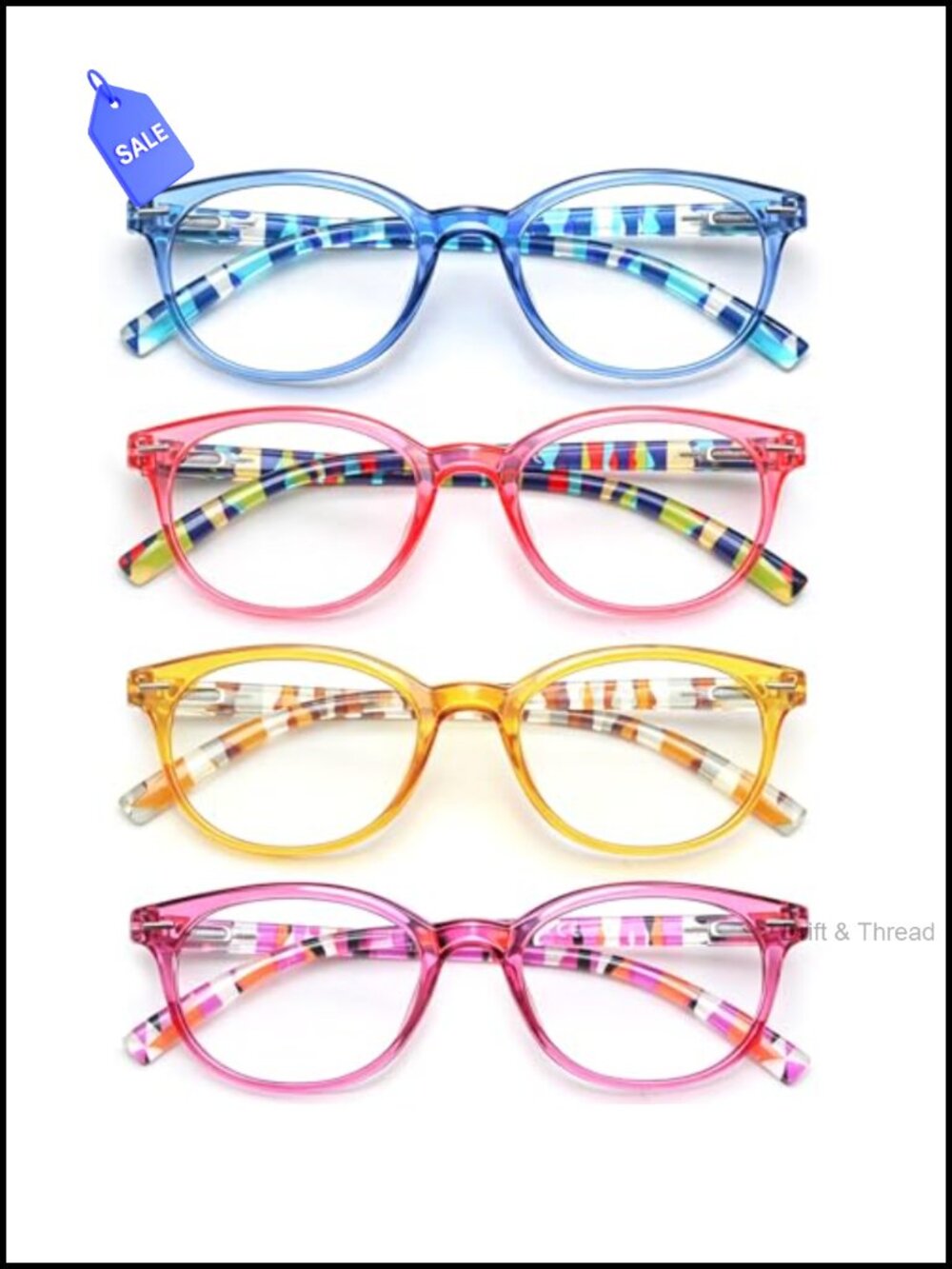 Round Reading Glasses Women Spring Hinge Small Face Readers 4 Pack